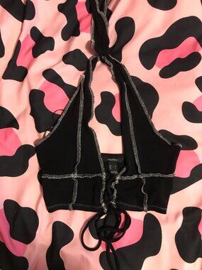 Forever 21 Topstitched Lace-Up Halter Top